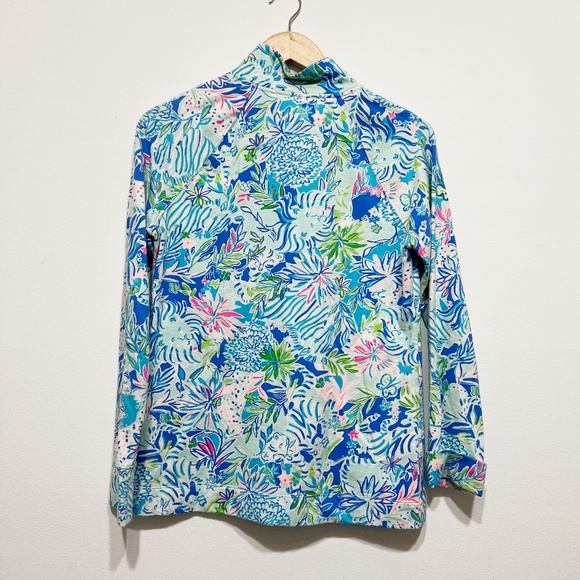 Lilly Pulitzer Skipper Popover UPF 50+ Coastal Blue Lion Around Print Sweater S - Picture 4 of 4